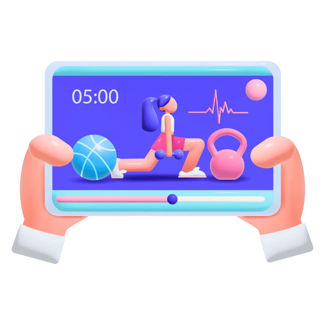 In 2D animation girl doing gym